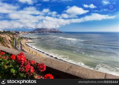 coastline and coastal road in Lima. coastal road in Lima