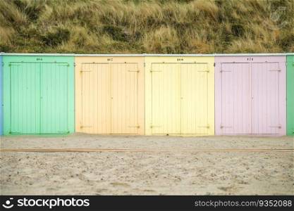 Coastline impressions near the city of Domburg, netherland, europe. The beach cabins in te dunes