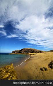 coastline in lanzarote spain sky cloud beach water and summer
