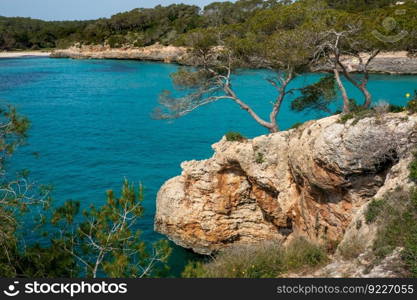 Coastline in Parc Natural de Mondrago, Santanyi, Mallorca, Balearic Islands, Spain