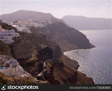 Coastline in Santorini Greece