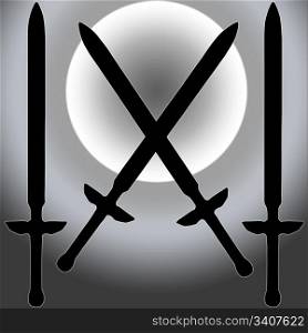 Coat of Arms Silver Sun Sword Silhouette Image