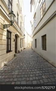 Cobbled alleyway of old city, Prague, Czech Republic