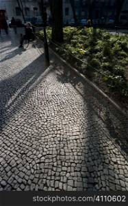 Cobbled footpath in town square, Lisbon, Campo de Ourique