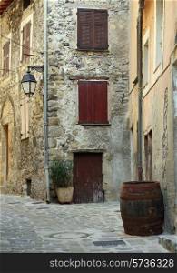Cobbled streets in the old village Lyuseram, France