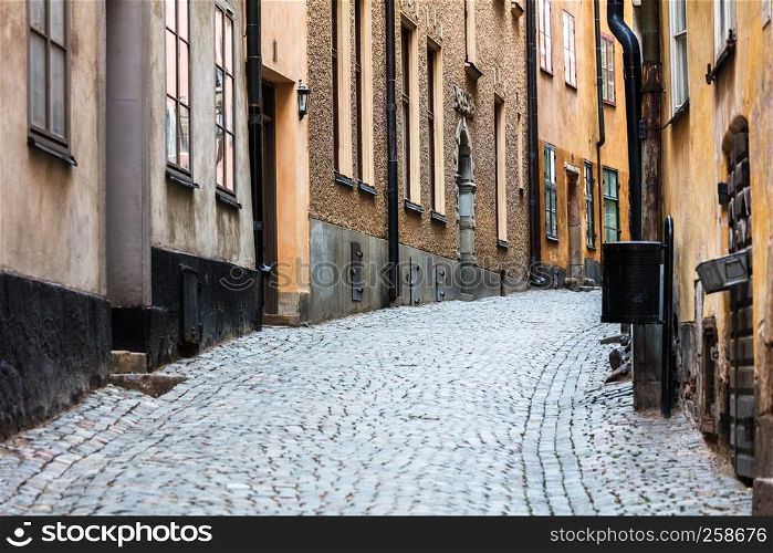 cobblestone pavement in the old town, Stockholm