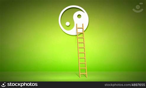 Coceptual image with ladder to yin yang symbol