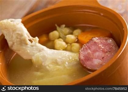 ""Cocido " Traditional dish in Spain. particularly in the central and northern regions of Spain"