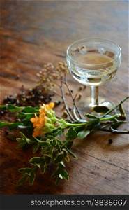cocktail and botanicals