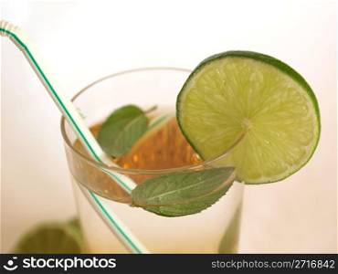 Cocktail. Cocktail mixed alcoholic drink with lime and peppermint