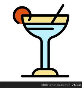 Cocktail cup icon. Outline cocktail cup vector icon color flat isolated. Cocktail cup icon color outline vector