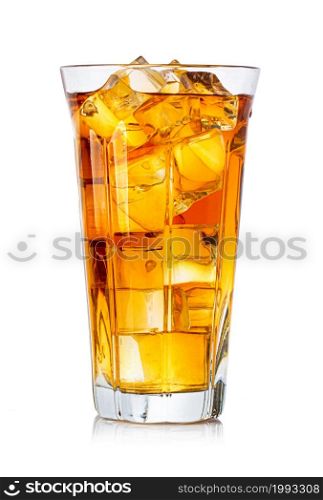 cocktail in a glass with ice isolated on white background