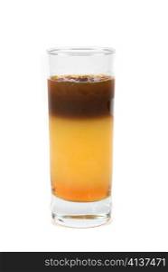 cocktail of espresso, orange juice and caramel syrup