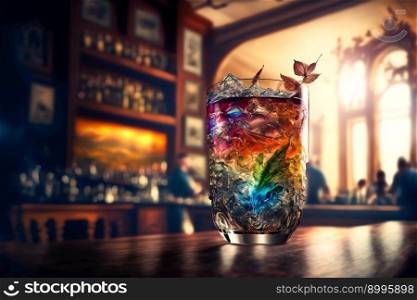  cocktails drinks on the bar .  Image created with Generative AI technology 