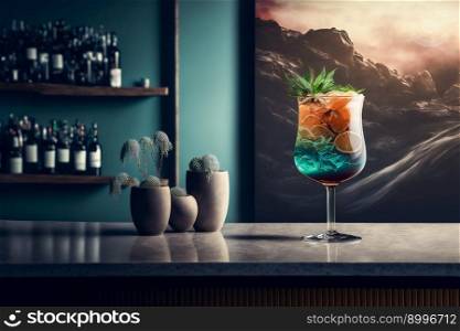  cocktails drinks on the bar .  Image created with Generative AI technology