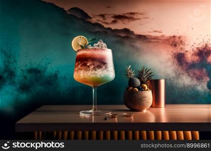  cocktails drinks on the bar .  Image created with Generative AI technology