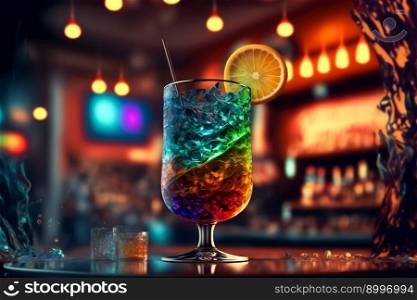  cocktails drinks on the bar .  Image created with Generative AI technology 