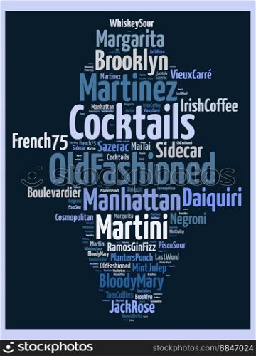 Cocktails everyone should know word cloud concept. Cocktails everyone should know