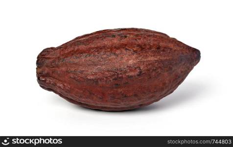 Cocoa pod on a isolated white background. Cocoa pod on a white background