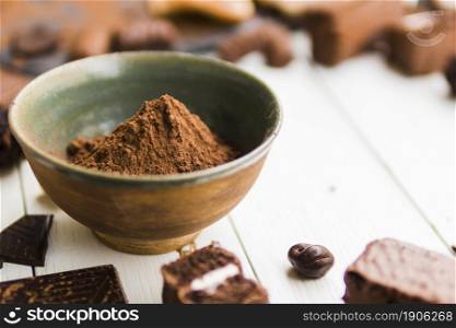 cocoa powder ceramic bowl. High resolution photo. cocoa powder ceramic bowl. High quality photo