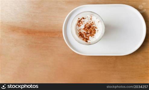 cocoa powder coffee glass tray brown textured backdrop