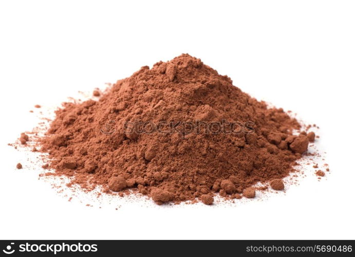 Cocoa powder isolated on white