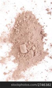 cocoa powder isolated on white background (chaotic version)