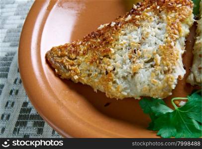 Coconut Crusted Fish - fried fish in coconut flakes. the island of Nauru, South Pacific
