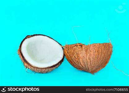 Coconut is split into two parts on a blue background.