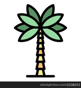 Coconut palm tree icon. Outli≠coconut palm tree vector icon color flat isolated. Coconut palm tree icon color outli≠vector