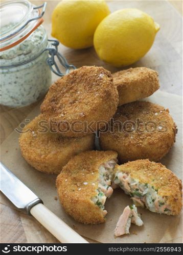 Cod and Salmon Fish Cakes with Tartar Sauce