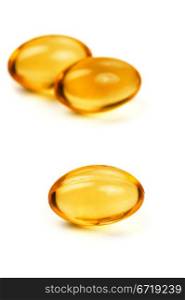 Cod-liver oil capsules. Close-up