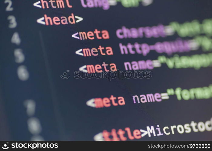 Code syntax on a computer screen