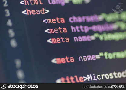 Code syntax on a computer screen
