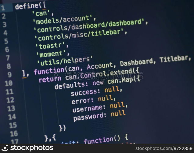 Code syntax on a computer screen