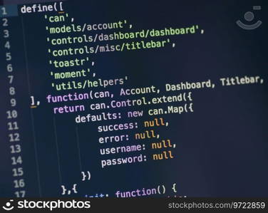 Code syntax on a computer screen