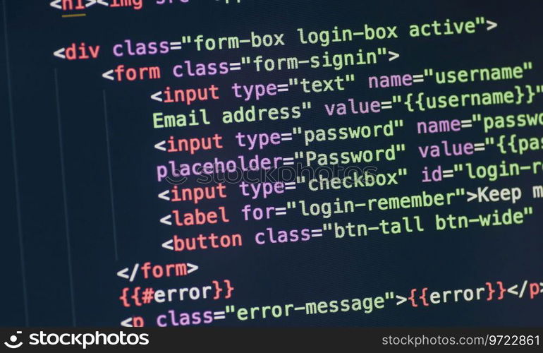 Code syntax on a computer screen