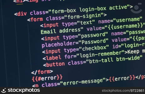 Code syntax on a computer screen