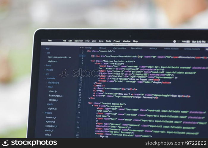 Code syntax on a computer screen
