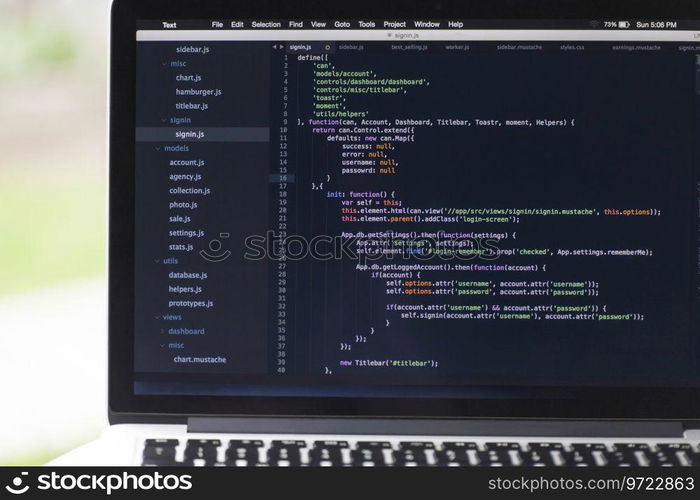 Code syntax on a computer screen