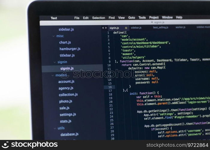 Code syntax on a computer screen