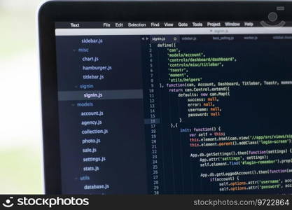 Code syntax on a computer screen
