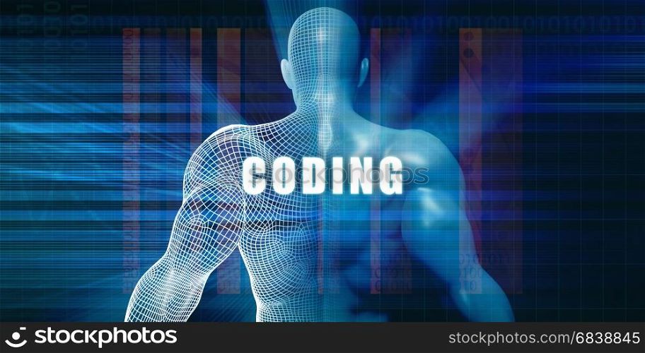 Coding as a Futuristic Concept Abstract Background. Coding