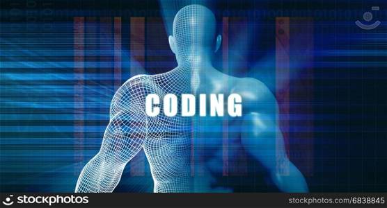 Coding as a Futuristic Concept Abstract Background. Coding