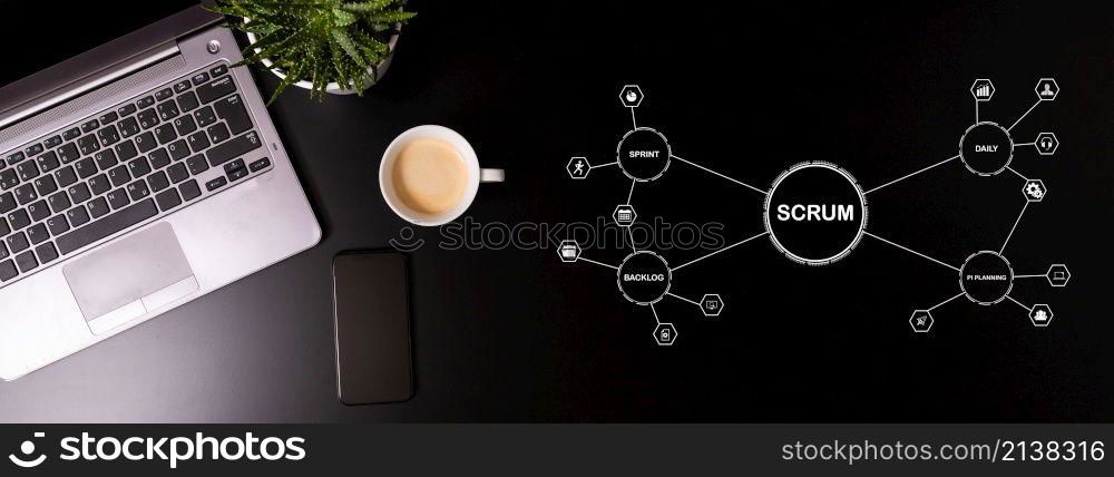 Coding software developer work with augmented reality dashboard computer icons with responsive cybersecurity.Businessman hand working
