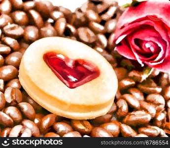 Coffee And Heart Representing Seed Cafeteria And Restaurant