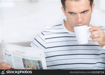 Coffee and newspaper in the morning