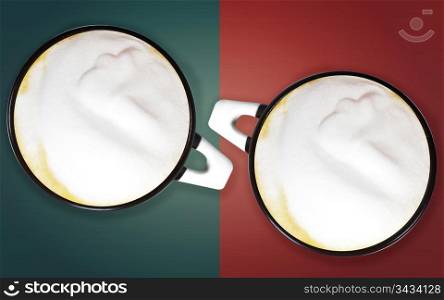 coffee art, A cups of cappuccino with big foam.. coffee art