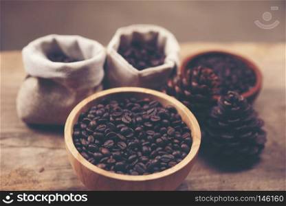 coffee bean for drip coffee process, vintage filter image