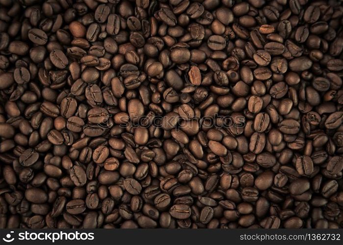 Coffee beans closeup background ( Filtered image processed vintage effect. )